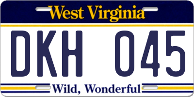 WV license plate DKH045