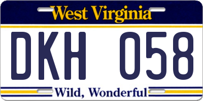 WV license plate DKH058