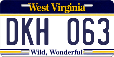 WV license plate DKH063