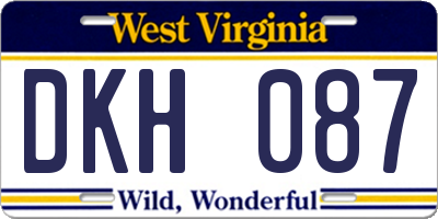 WV license plate DKH087