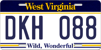 WV license plate DKH088