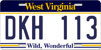 WV license plate DKH113