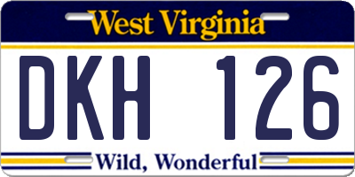 WV license plate DKH126