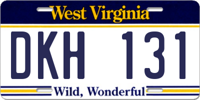 WV license plate DKH131