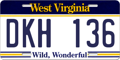 WV license plate DKH136