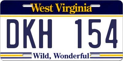 WV license plate DKH154