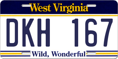 WV license plate DKH167