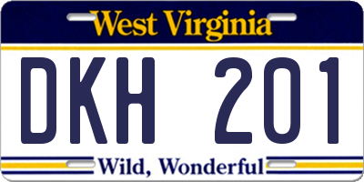WV license plate DKH201