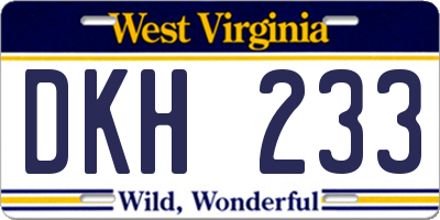 WV license plate DKH233