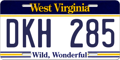 WV license plate DKH285