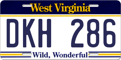 WV license plate DKH286