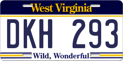 WV license plate DKH293