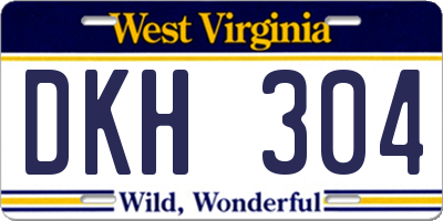 WV license plate DKH304