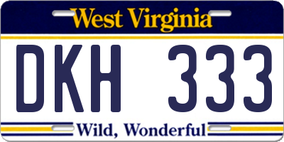 WV license plate DKH333