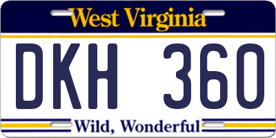WV license plate DKH360