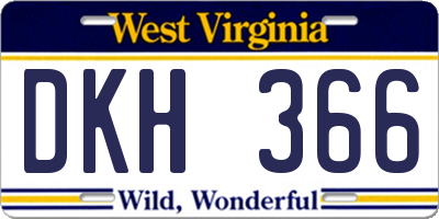 WV license plate DKH366