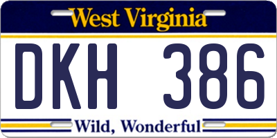 WV license plate DKH386