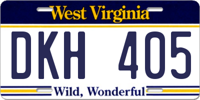 WV license plate DKH405