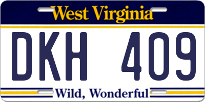WV license plate DKH409