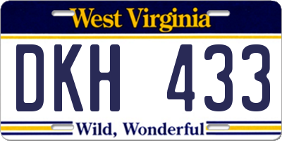 WV license plate DKH433