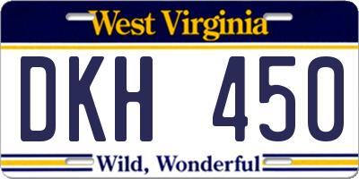 WV license plate DKH450