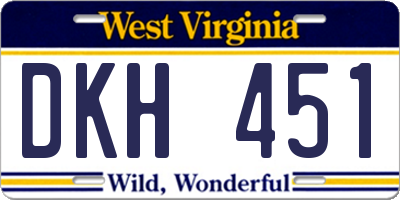 WV license plate DKH451