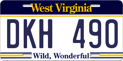 WV license plate DKH490
