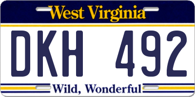 WV license plate DKH492