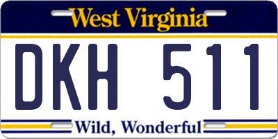 WV license plate DKH511