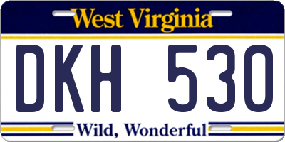 WV license plate DKH530