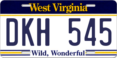 WV license plate DKH545