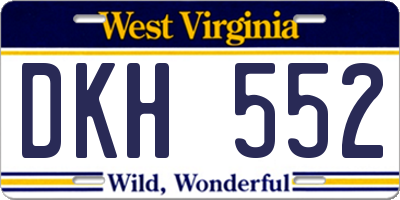 WV license plate DKH552