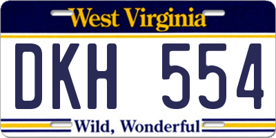 WV license plate DKH554
