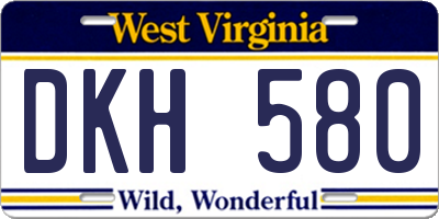 WV license plate DKH580