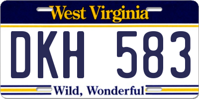 WV license plate DKH583