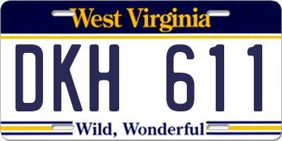 WV license plate DKH611