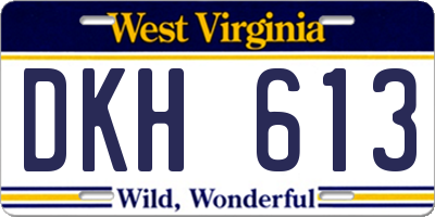 WV license plate DKH613