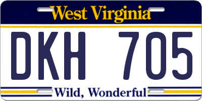 WV license plate DKH705