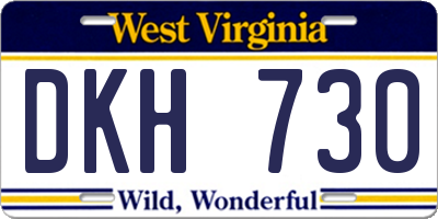 WV license plate DKH730