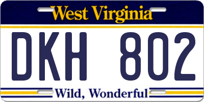 WV license plate DKH802