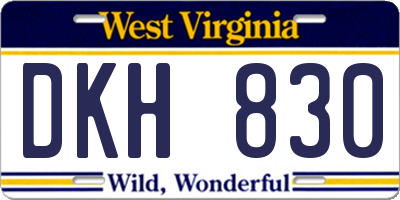 WV license plate DKH830