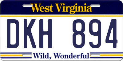 WV license plate DKH894