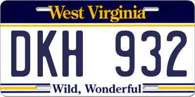 WV license plate DKH932