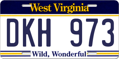 WV license plate DKH973
