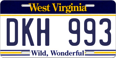 WV license plate DKH993