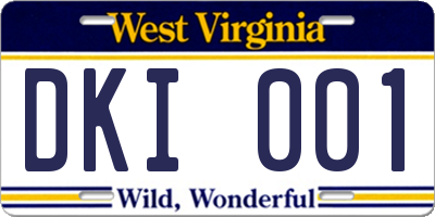 WV license plate DKI001
