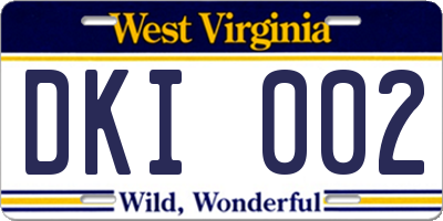 WV license plate DKI002