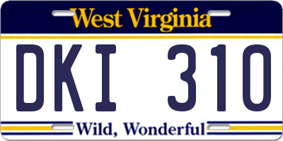 WV license plate DKI310
