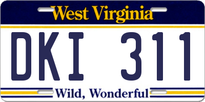 WV license plate DKI311