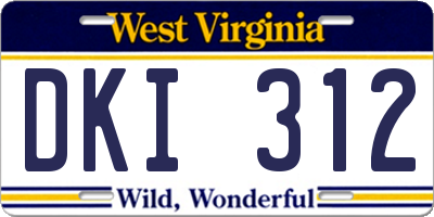 WV license plate DKI312